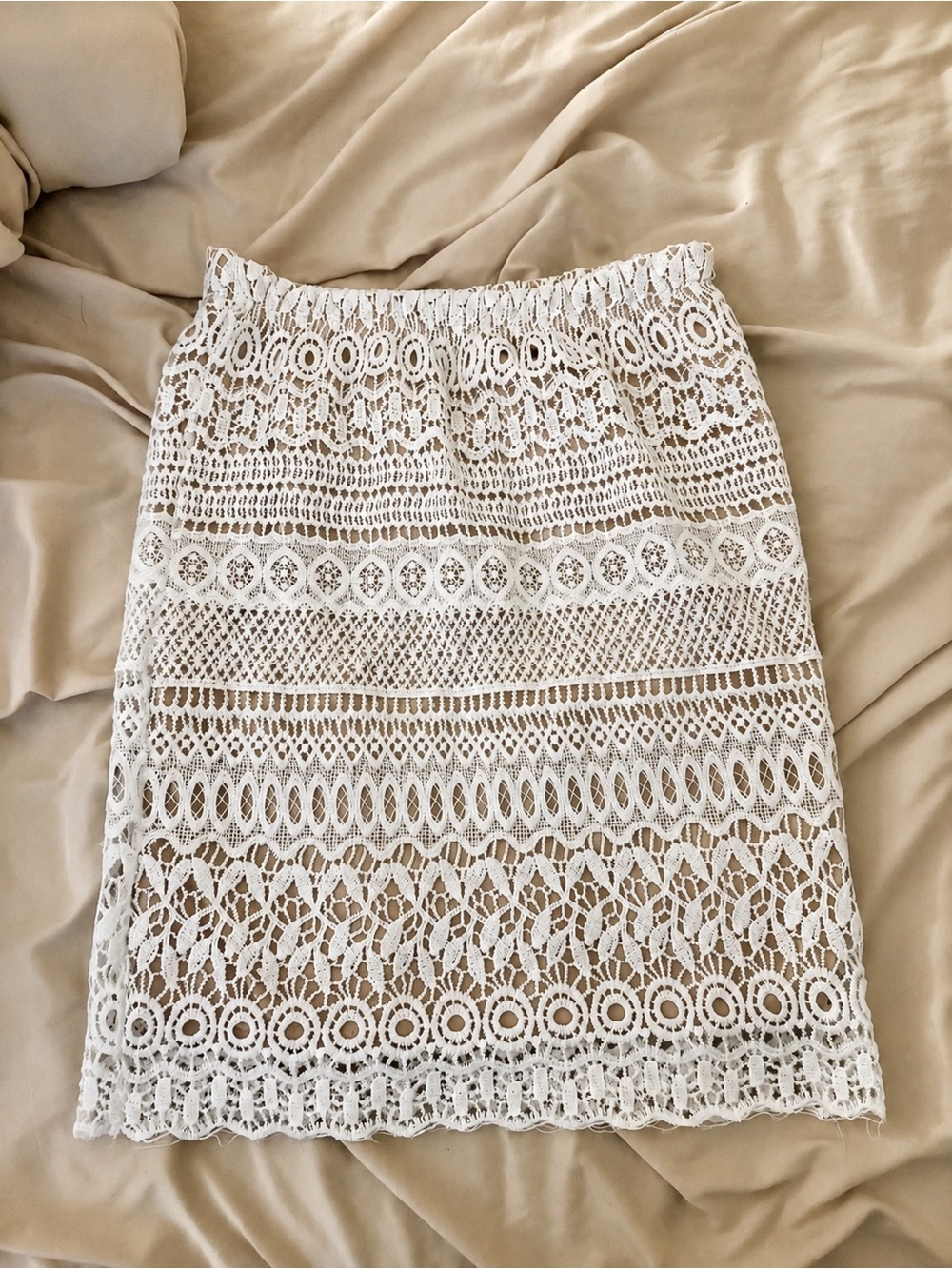 Charlotte Russe White Crochet Lace Pencil Skirt